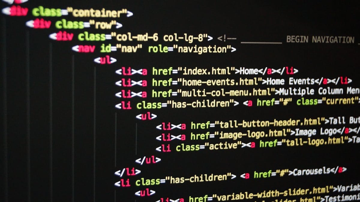 Screen showing colored code with syntax highlighting in a dark IDE environment