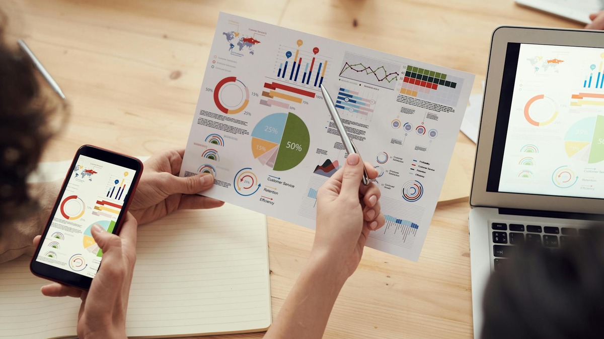 Analytics dashboard showing growth charts and data visualizations