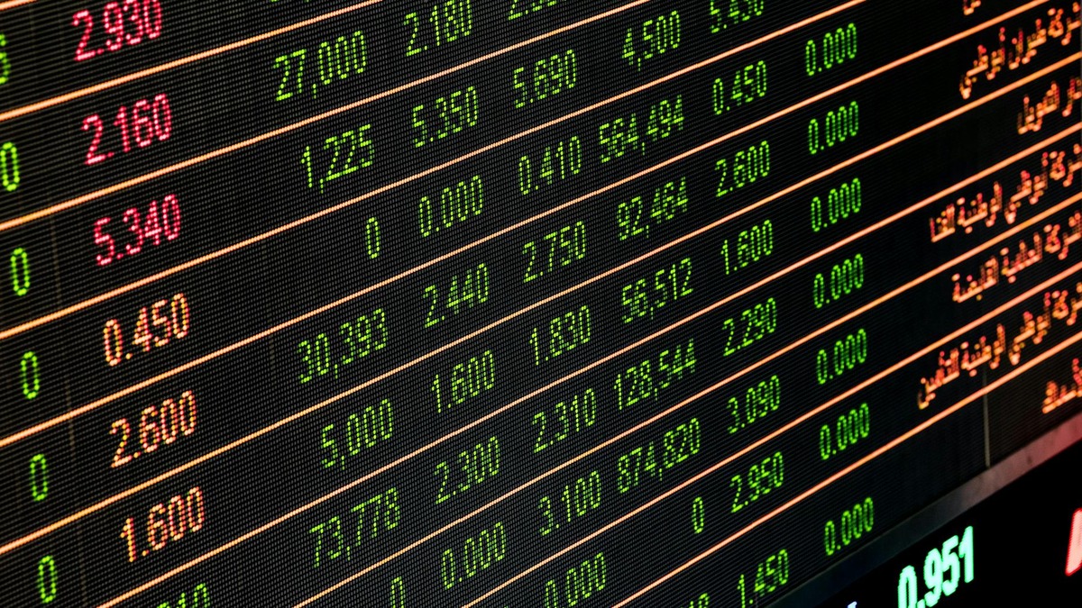 Stock market data on a trading screen