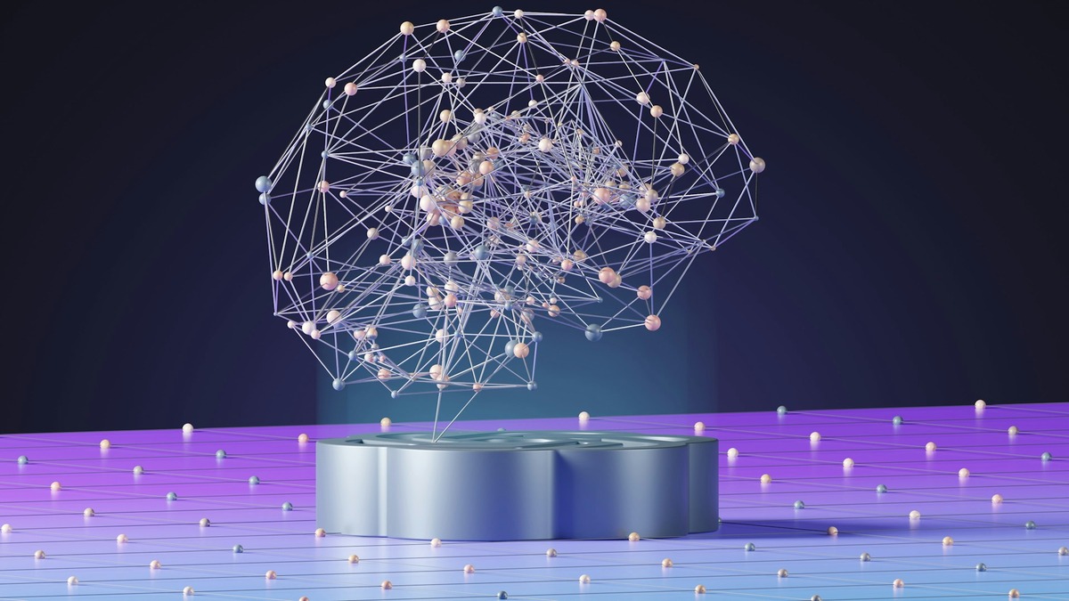 Abstract network of glowing nodes