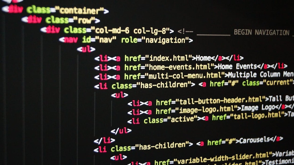 Code on a dark screen
